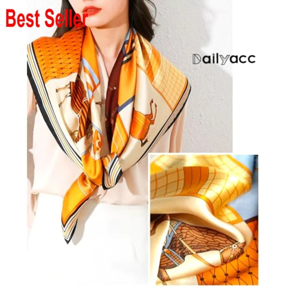 Silk Satin Head Scarf for Women, Lightweight Fashion Neck Scarf